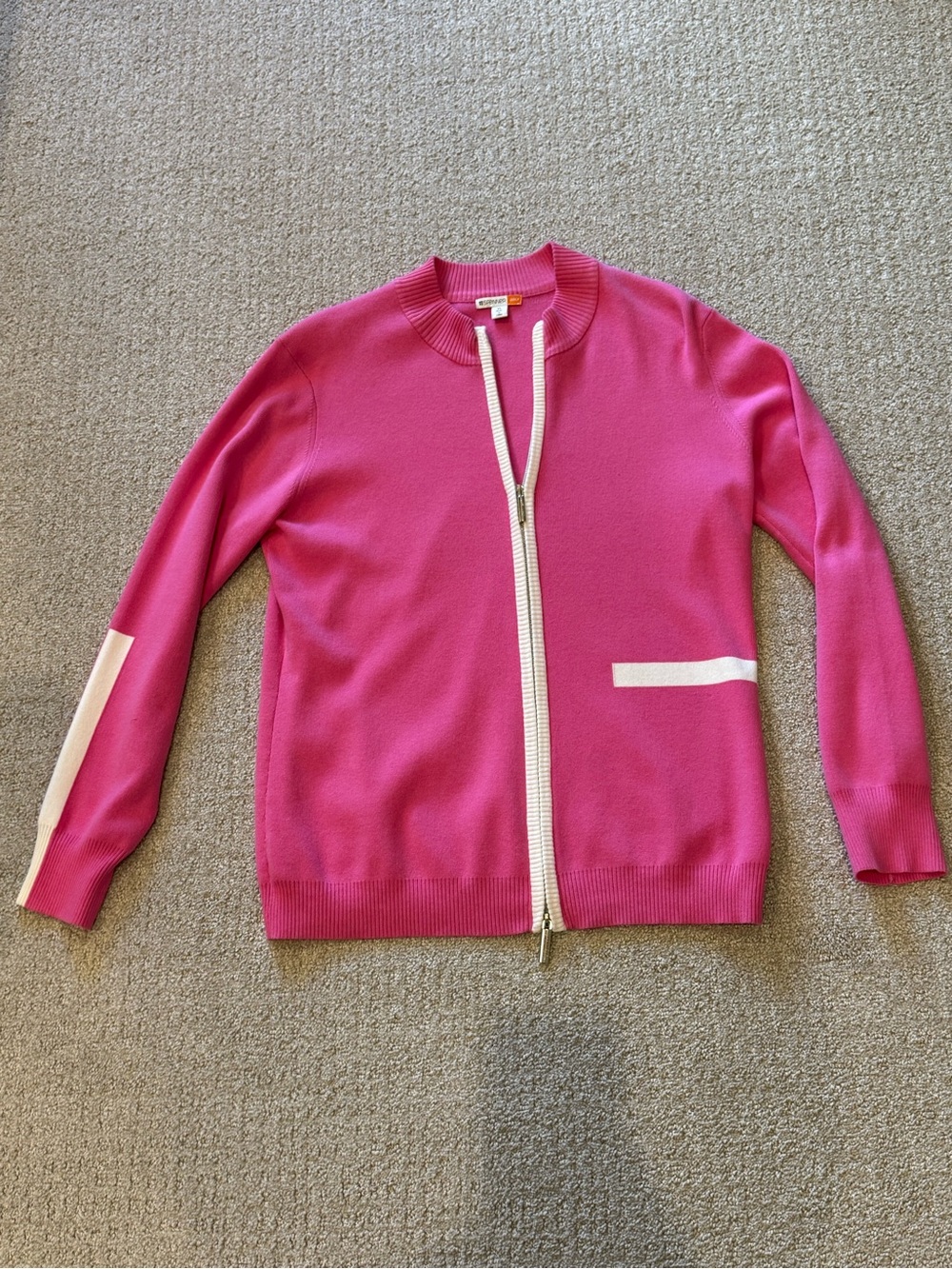 Spanner Golf Pink Zip Front Cardigan with Contrast Trim, Size XL